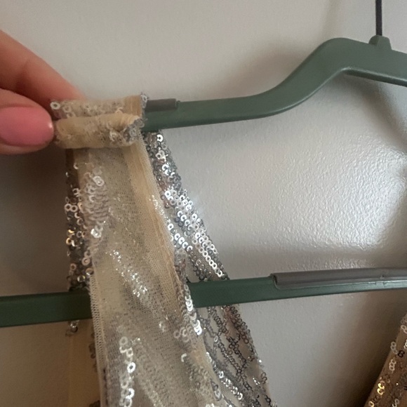 Elegant Formal Silver Sequin Gown - Picture 14 of 17